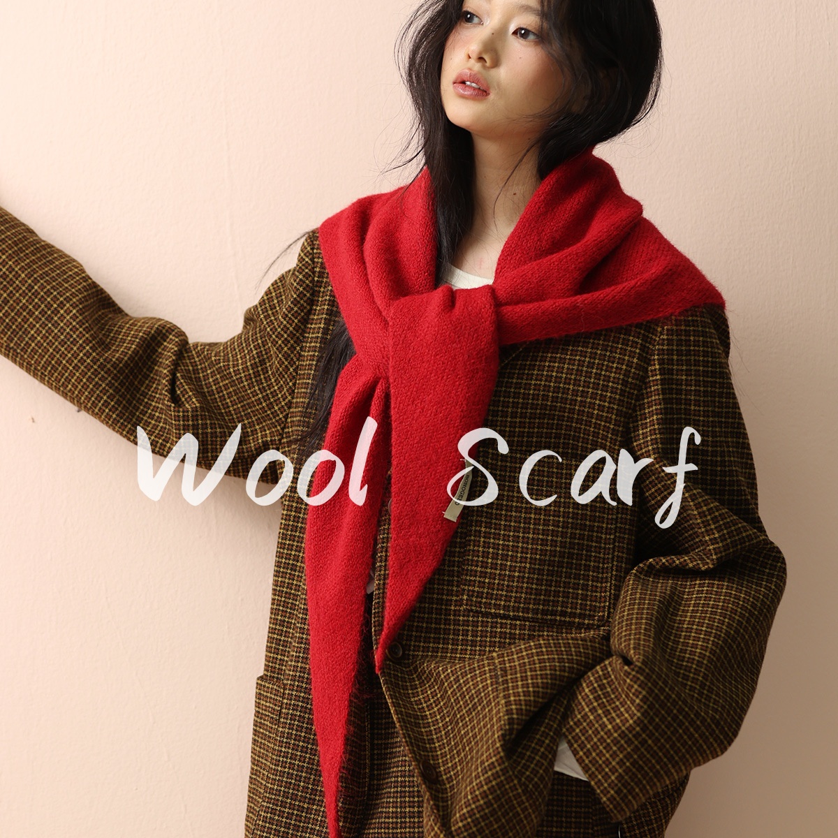Grande taille laine Style coréen tricoté écharpe triangulaire femmes hiver chaud foulard châle vendu couleur foulard foulard Hijab