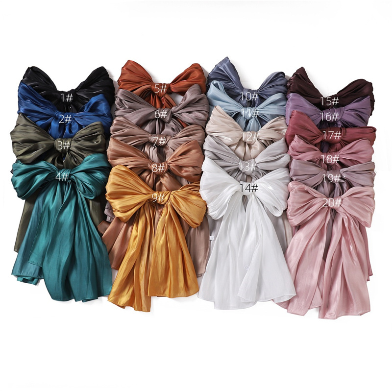 Châle en satin étincelant pour femme, étole de couverture de plage, hijab musulman, 20 couleurs unies, écharpe de haute qualité, ronde et scintillante, 175x75cm