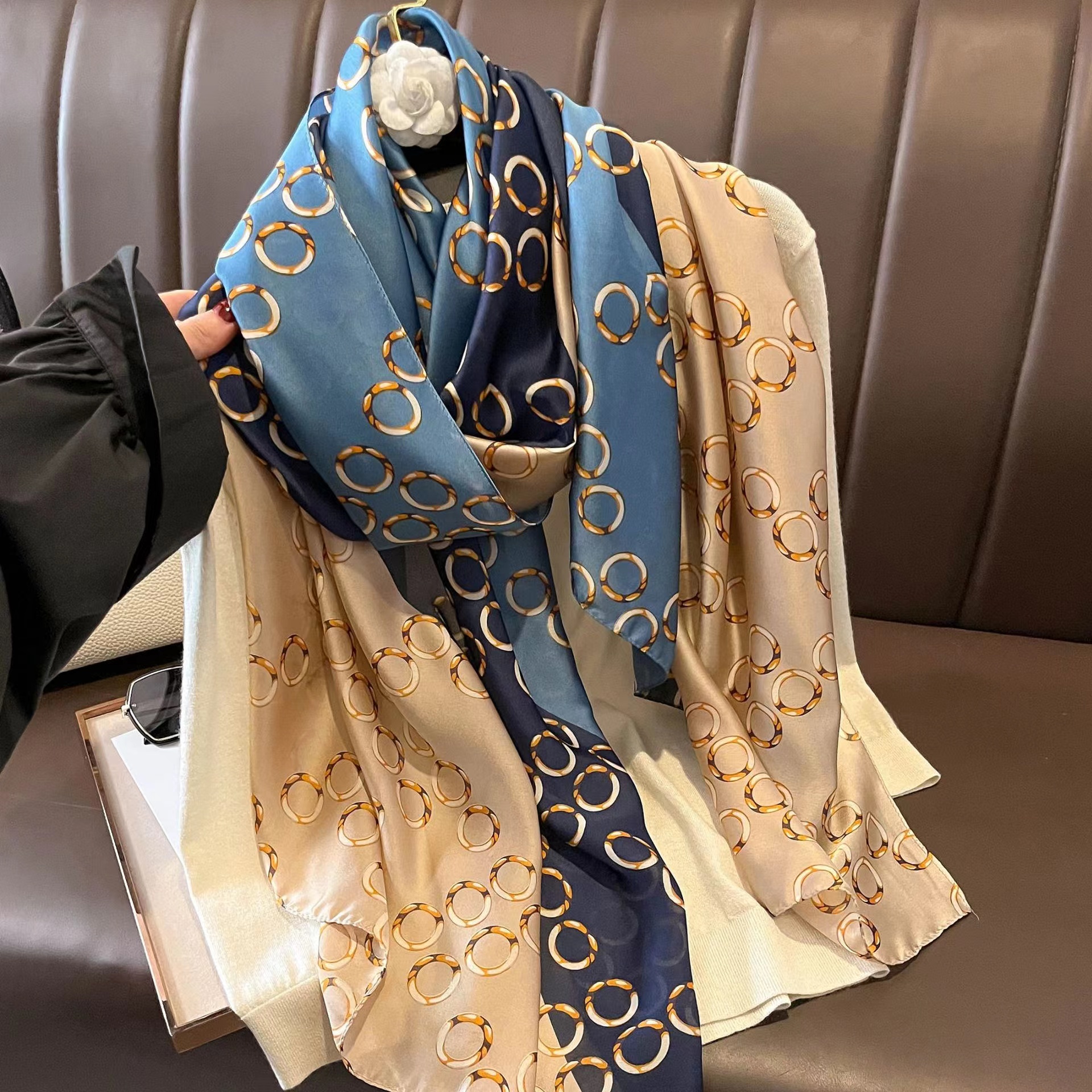 180*90 cm marque de luxe printemps été automne femmes vêtements nouvelle mode couleur correspondant imprimé foulard en soie dame populaire turba