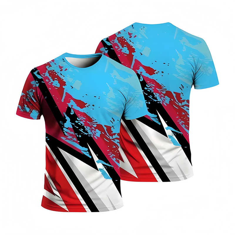 T-shirts de sport de course simples pour hommes, décontractés, à séchage rapide, imprimés en 3D, amples et respirants, Fitness, col rond, été