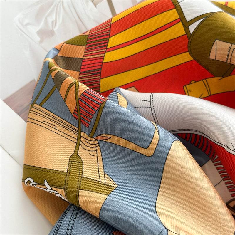 Foulard 100% Soie Carré 90cm, Bandanas, Châles, Bords Roulés à la Main, Accessoires de Vêtements, Sacs, Cheveux, Décoration de Sacs et Ceintures, Cadeau pour Amoureux