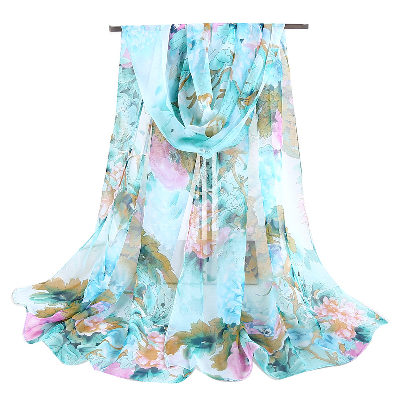 Echarpe en mousseline de soie georgette pour femme, châle long de plage, bandana féminin élégant, écharpes fines, hijab