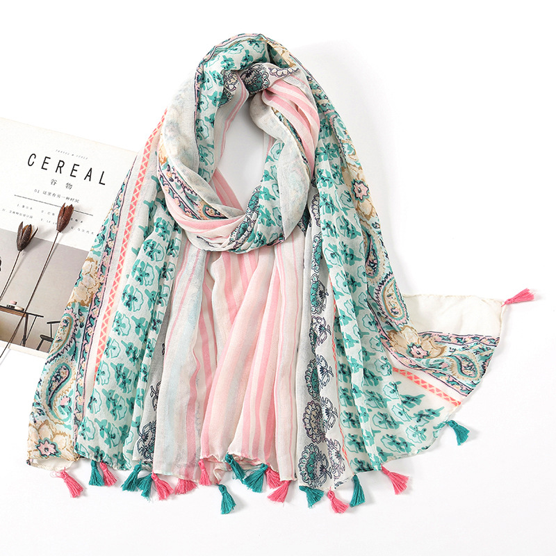Écharpe en Viscose et Coton pour Femme, Jolis Châles à Fleurs, Enveloppes, Écharpes Fines à la Mode, Glands, Pashmina, Qualité, Nouvelle Collection Automne 2023