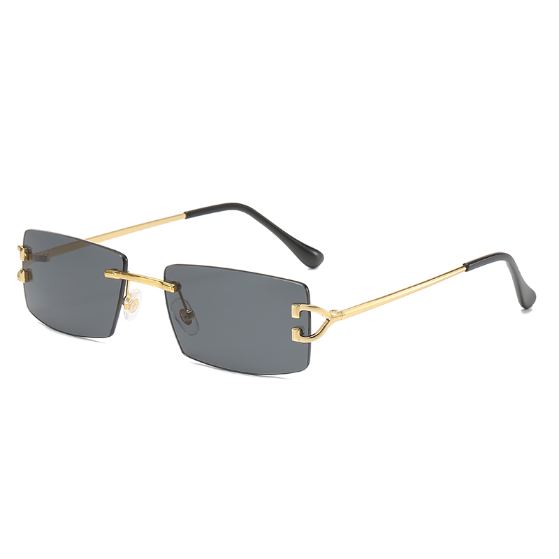Lunettes de soleil carrées sans monture pour femmes, Europe et états-unis, lunettes modernes à la mode avec lunettes de soleil à la mode street shot