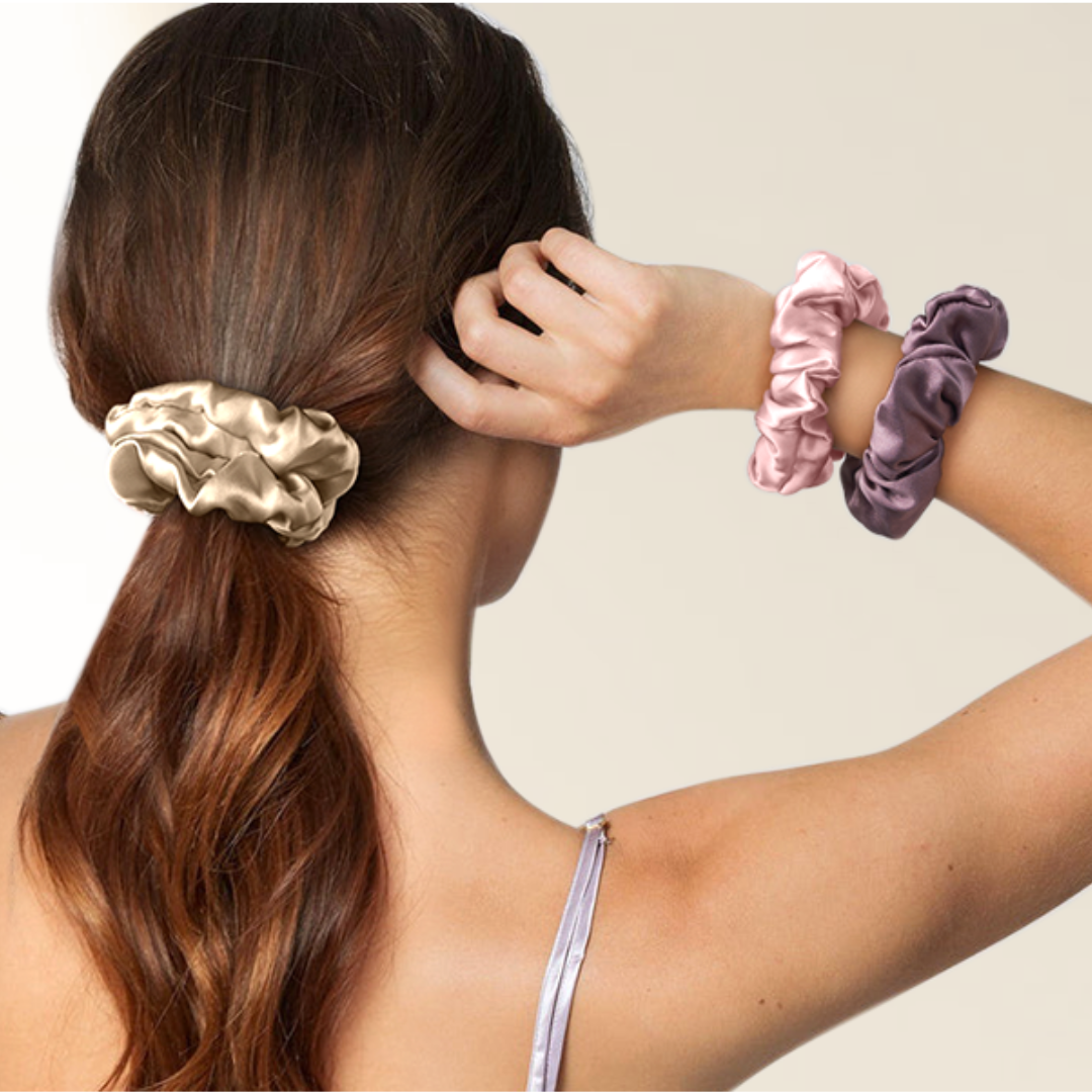 [Chouchous en soie pour cheveux] Ensemble de chouchous pour cheveux 3 pièces 100 % pure soie de mûrier, style minimaliste élégant, bandes pour cheveux de haute qualité.