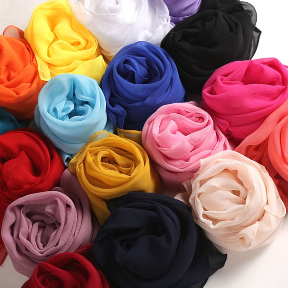 Élégant foulard en mousseline pour femme, couleur unie, châles et étoles longs et fins, doux, respirant, protection solaire pour la plage, hijab