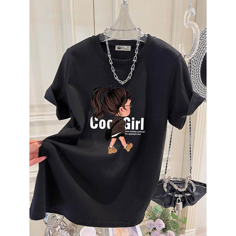 Mode d'été Cool fille imprimer T-shirts femmes vêtements décontracté ample pur coton à manches courtes haut t-shirt tout-match élégant pulls