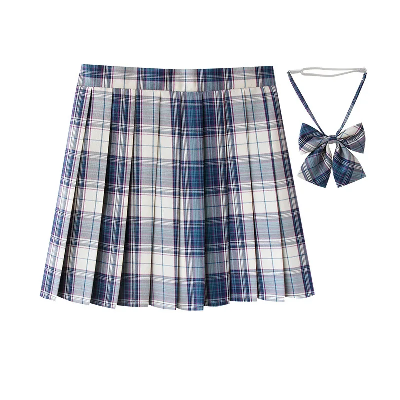 Jupe plissée à carreaux pour femmes, avec cravate, nœud papillon, Harajuku Preppy, Mini uniformes scolaires japonais, Jupe d'été Kawaii, XS-5XL