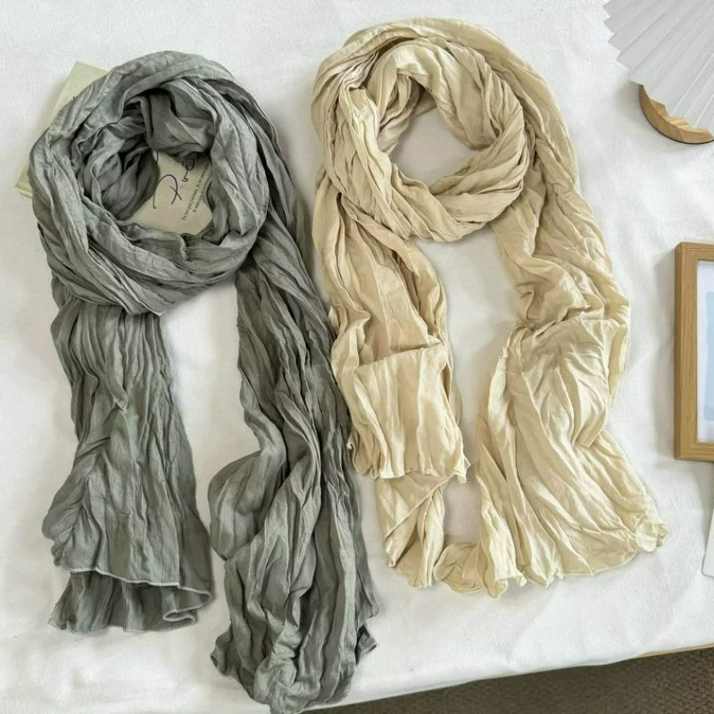Écharpes longues de 175 cm pour femmes, écharpe en coton et lin doux, respirante et confortable, châle pour l'automne et l'hiver, écharpe unie de couleur unie