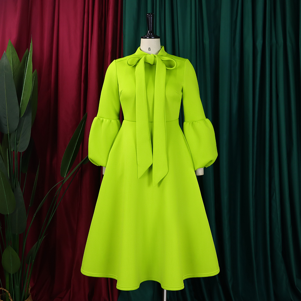 Robe de Soirée Élégante de Luxe pour Femme, Col à Nministériels d, Manches sulf, Taille Haute, Plissée, Mi-mollet, Tenue d'Anniversaire, 2024