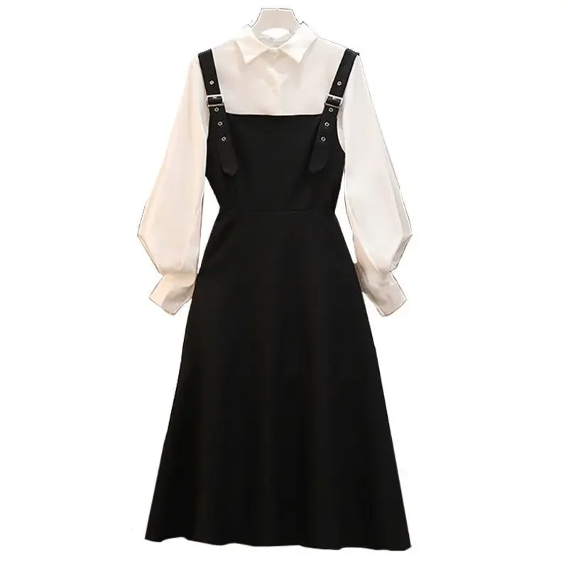 Nouvel ensemble femme grande taille 2026, costume printemps et automne, chemise + robe, ensemble deux pièces pour femme