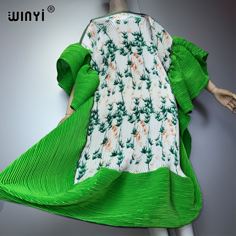 Robe plissée élastique WINYI BOHO pour femmes musulmanes, paréo de plage, caftan, abaya, robe longue de luxe Dubaï pour les vacances et les anniversaires