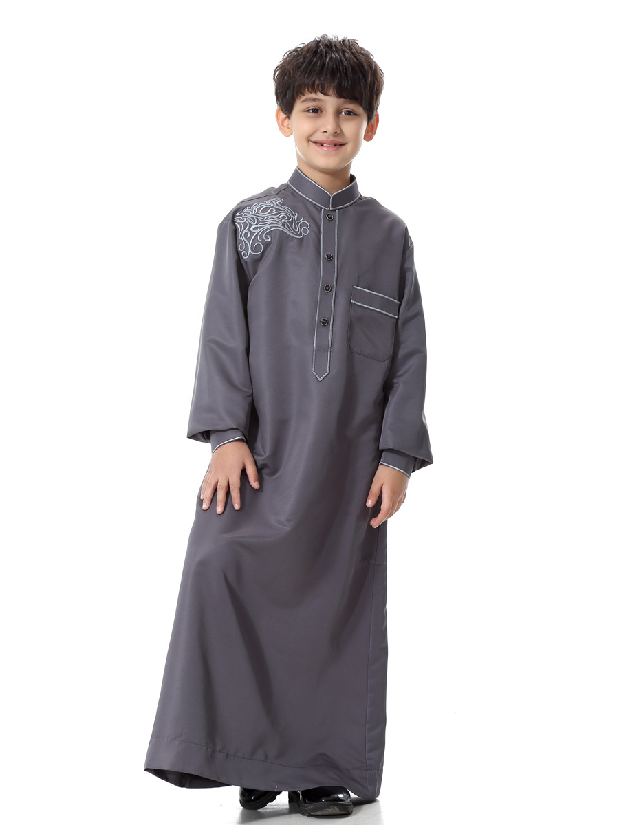 Arabe musulman enfants garçon Jubba Thobe Abaya Kimono longue robe Caftan pour enfants vêtements islamiques longues Robes robe dubaï arabe