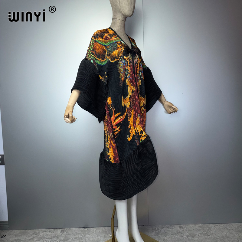 WINYI Robe plissée élastique du Moyen-Orient, robe de plage, kaftan, abaya, robe de soirée de luxe Dubaï, abaya pour femme musulmane