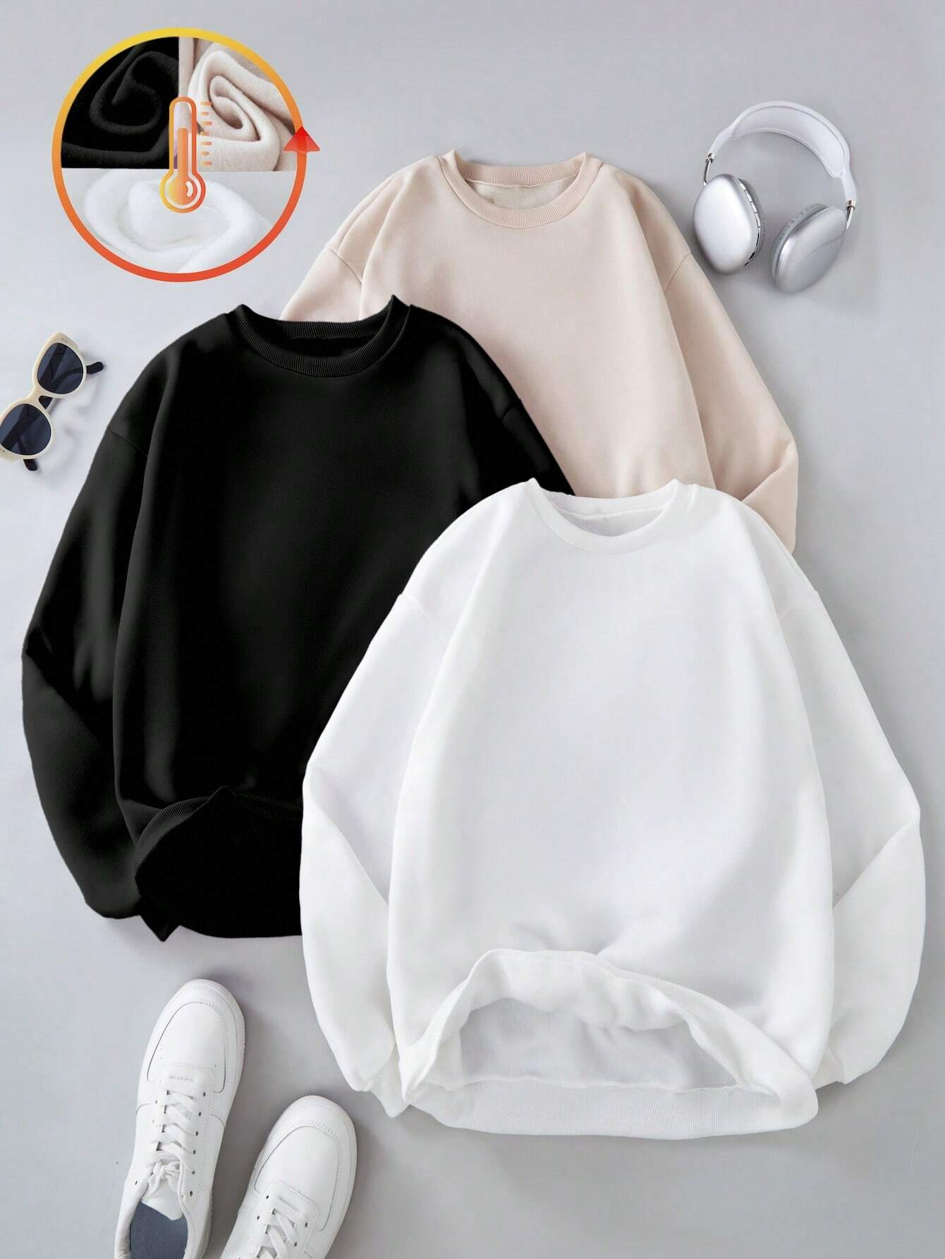 Sweat-shirt à capuche pour femme, couleur unie, basique, chaud, polaire, doux, respirant, col rond, décontracté, surdimensionné, vêtements féminins, hiver 2026