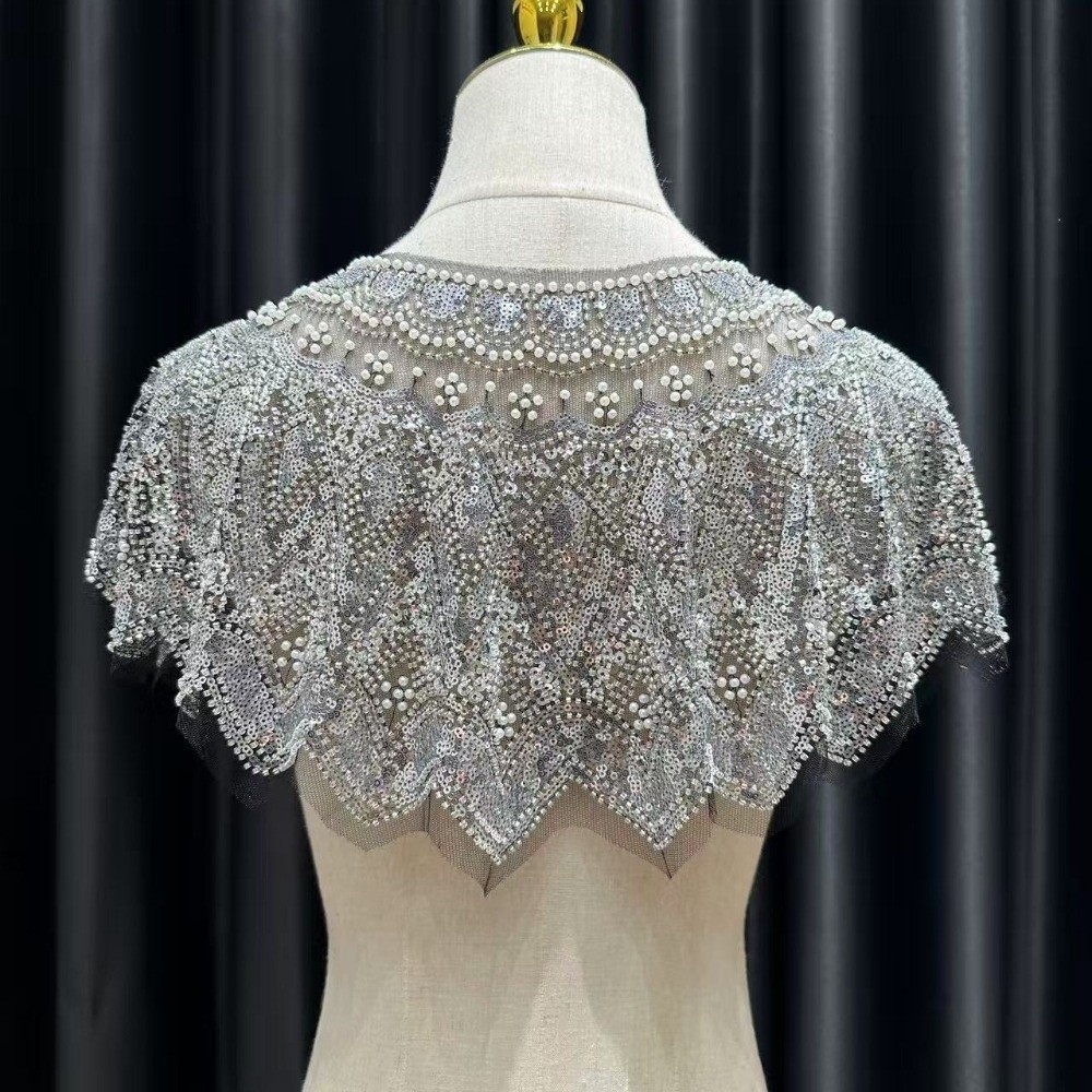 Mode paillettes embelli clapet châle perlé années 1920 soirée Wrap court vêtements d'extérieur femmes