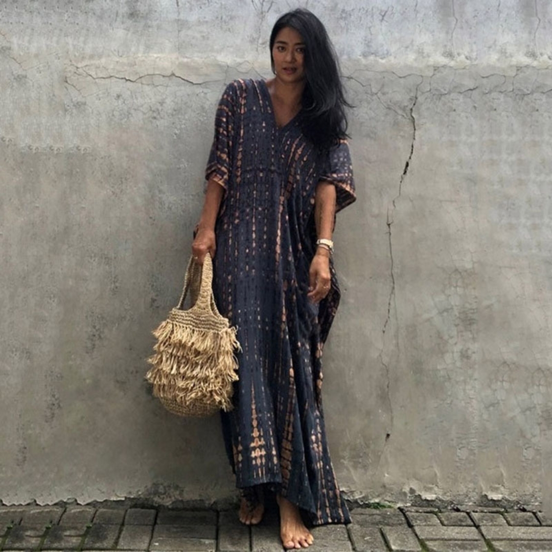 Robe de plage à manches mi-longues pour femme, caftan, grande taille, tenue de bain