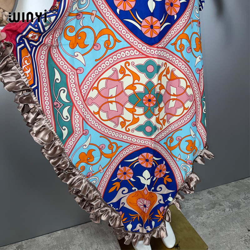 WINYI femme musulmane robes élégant caftan robe de soirée moyen-orient femme caftan ample abaya dubaï luxe imprimé Caftan maillots de bain