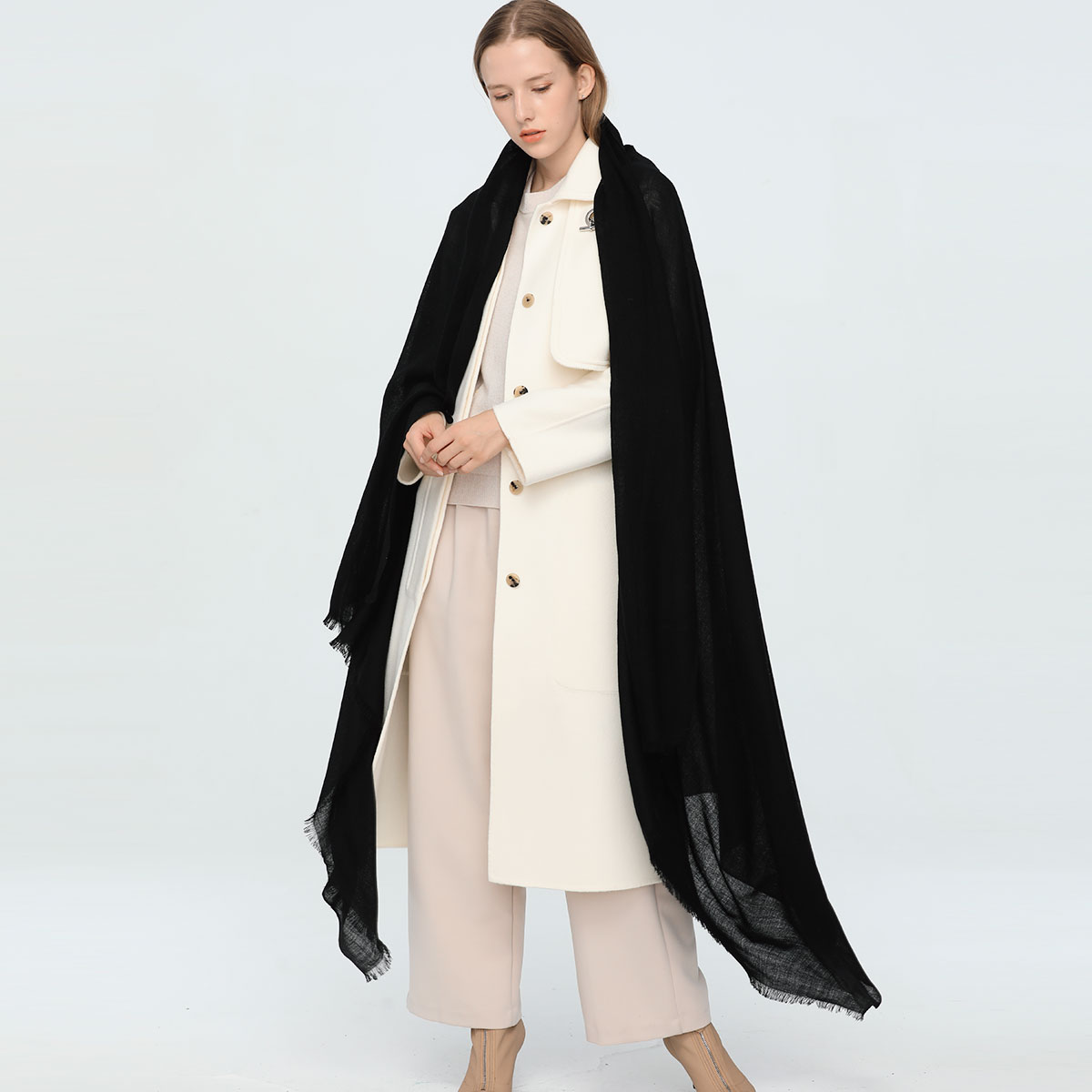 Bufanda-Écharpe en cachemire de marque de luxe pour hommes et femmes, écharpes en laine, grande taille, poncho d'automne et d'hiver, pashmina féminin