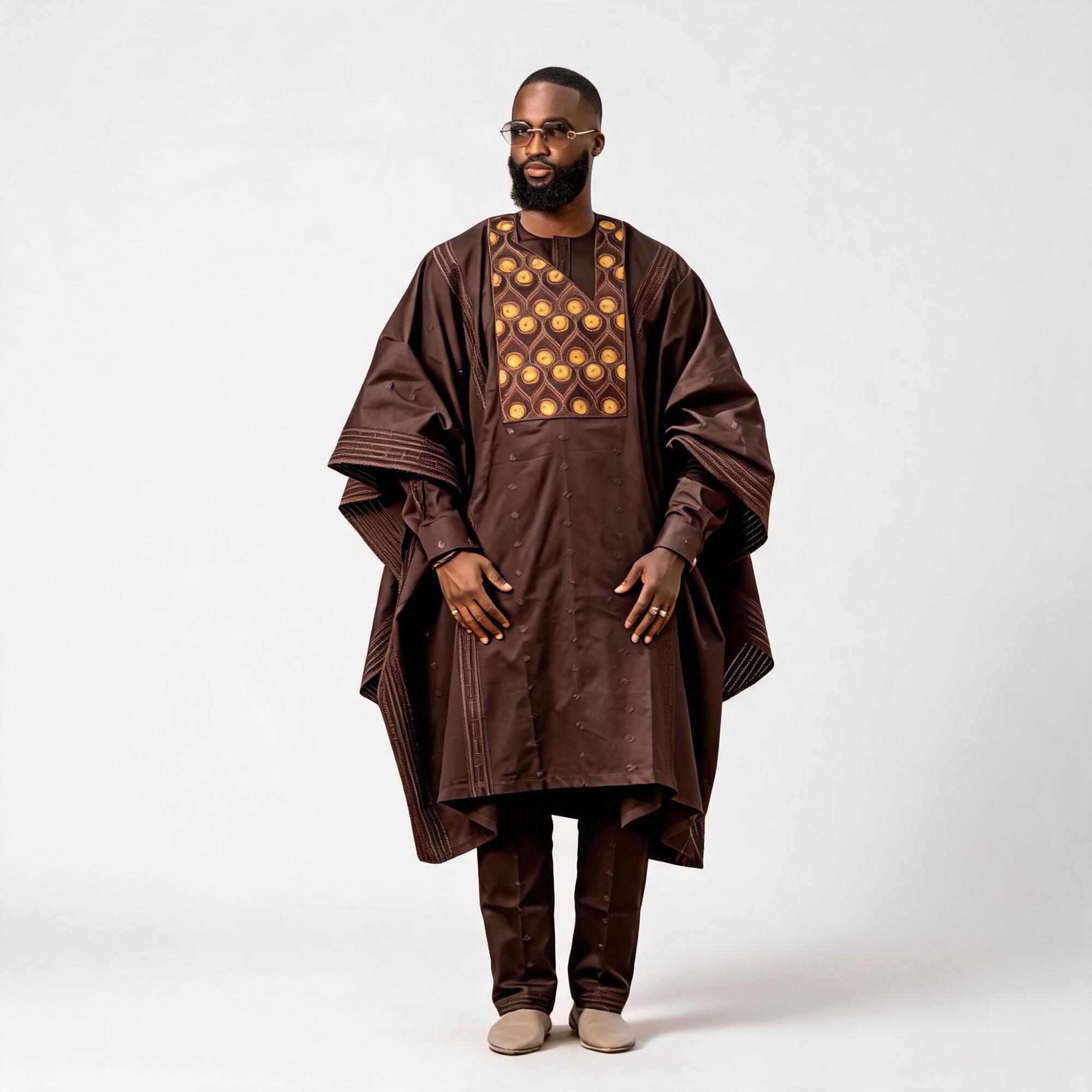 Vêtements africains pour homme, haut à manches longues avec broderie Bazin Riche