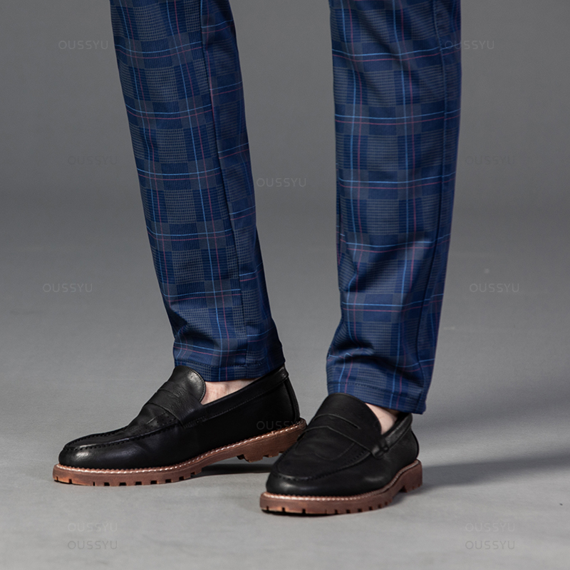 Pantalon à carreaux décontracté pour hommes, coupe couvertes, noir, bleu, rouge, style classique, vêtements de luxe, marque FJMale, affaires, nouveau, 2024