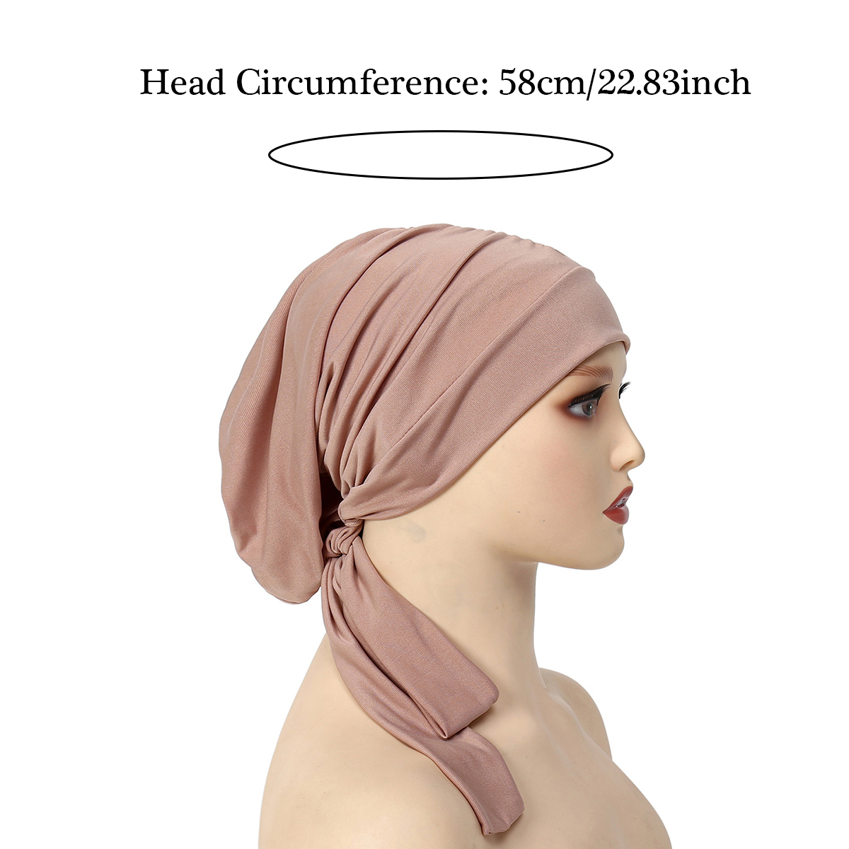 Hijab en cristal de chanvre froissé pour femmes, bonnet turban musulman pour dames, longue queue, foulard à tête ronde, chapeaux indiens, document solide