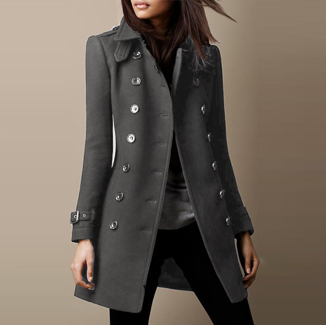 Femmes laine veste manteau automne hiver 2025 Vintage vêtements d'extérieur Double boutonnage col rabattu bureau dame laine pardessus