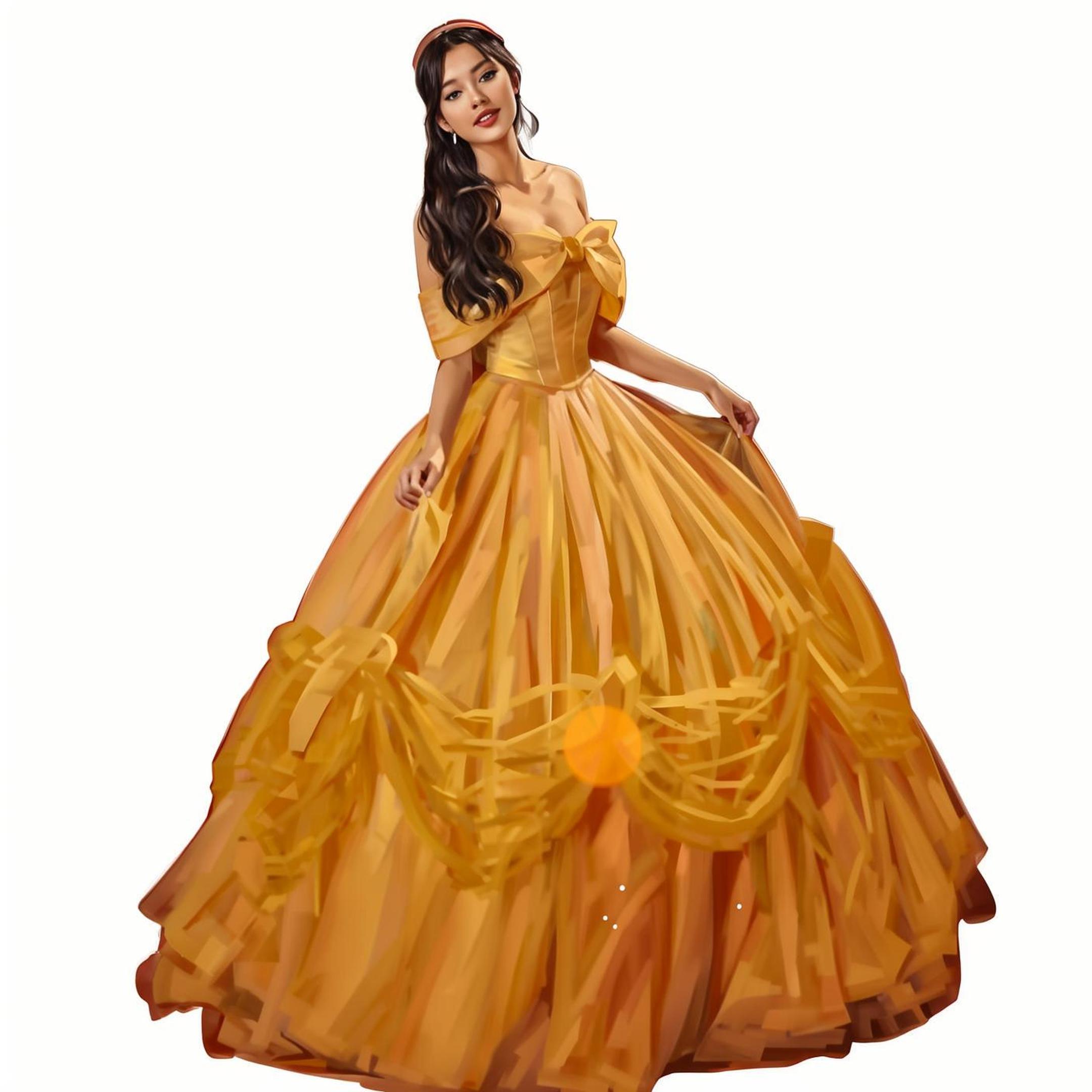 Robe Belle Cinderalle jaune en Tulle pour femmes, épaules dénudées, robe de bal élégante, robe formelle fantaisie, vêtements de Cosplay d'halloween