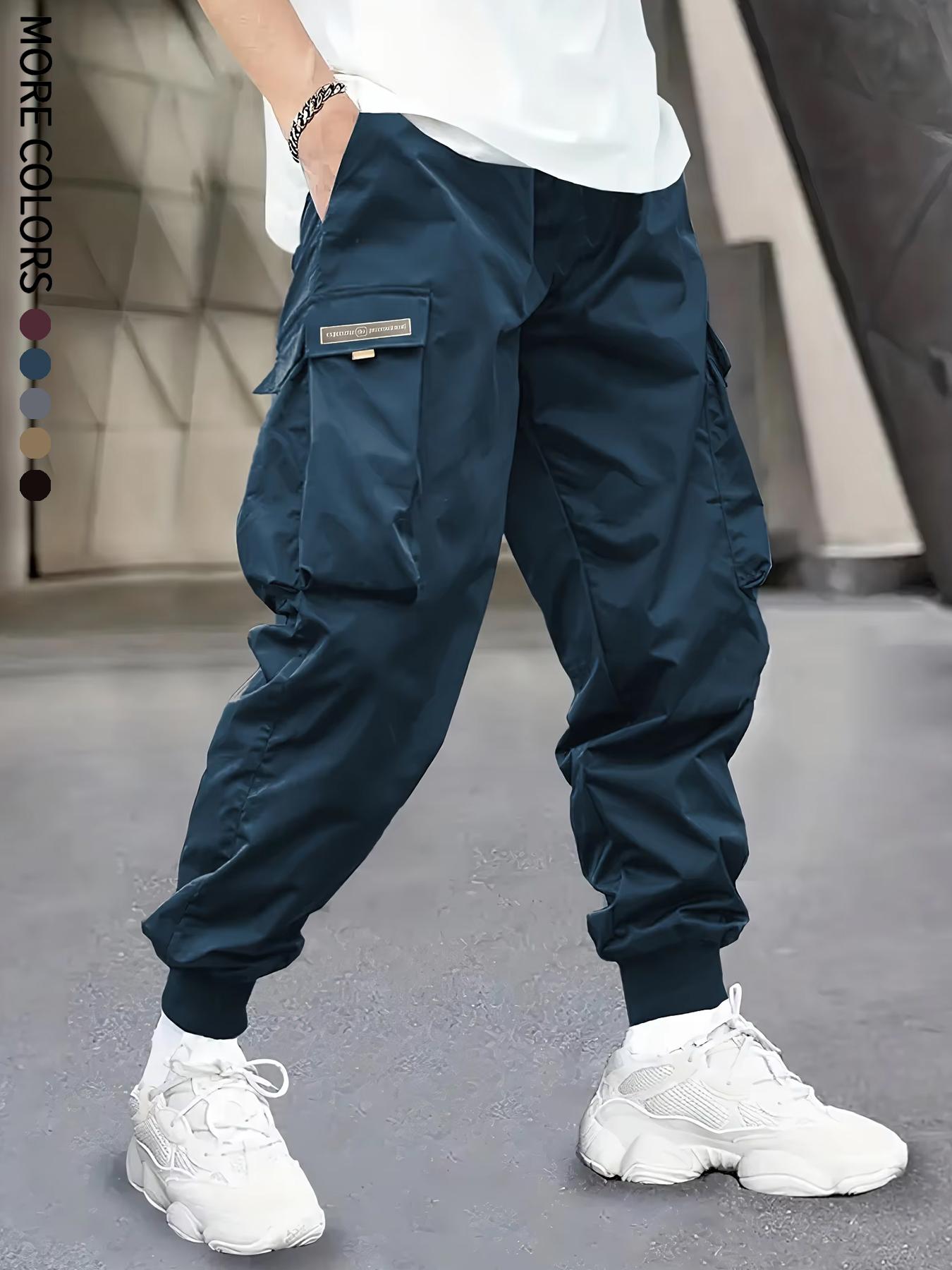 Pantalon cargo léger à grandes poches, legging court, décontracté, sportif, pour l'extérieur, 06B, pour hommes