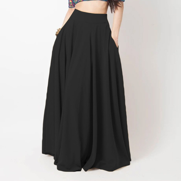 2025 printemps femmes jupe noir tempérament confortable plissé mode décontracté taille élastique rouge jupe longue pour femme