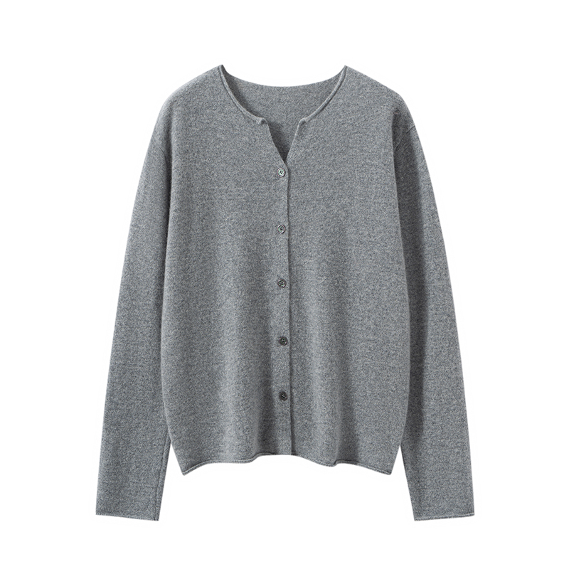 2025 printemps et automne femmes Cardigan 100% cachemire tricoté pull Chic hauts dame manteau court décontracté col rond lâche femmes chemise
