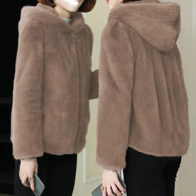 Cardigan à capuche doublé polaire pour femme grande taille, chaud et tendance, couleur verte, automne-hiver, polyvalent, imitation peau de mouton
