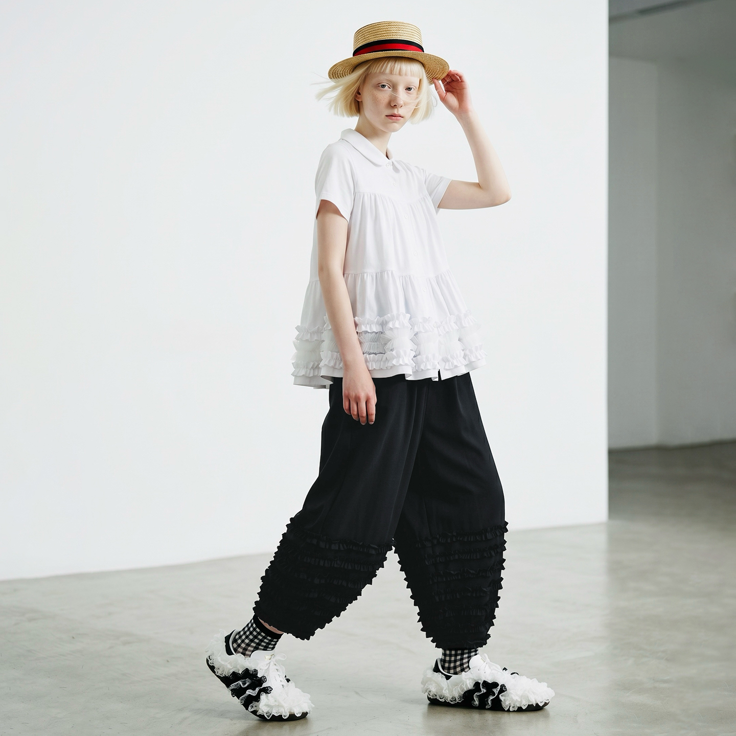 Imakokoni – pantalons et pantalons courts pour femmes, vêtements féminins, noirs, à volants superposés, taille élastique, coupe ample, décontractés
