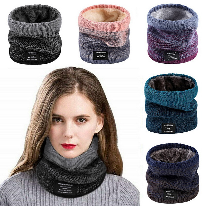 Hiver femmes hommes tricoté dégradé foulard cou écharpe masque de Ski unisexe en peluche épaissir chaud écharpe femme coupe-vent laine écharpe