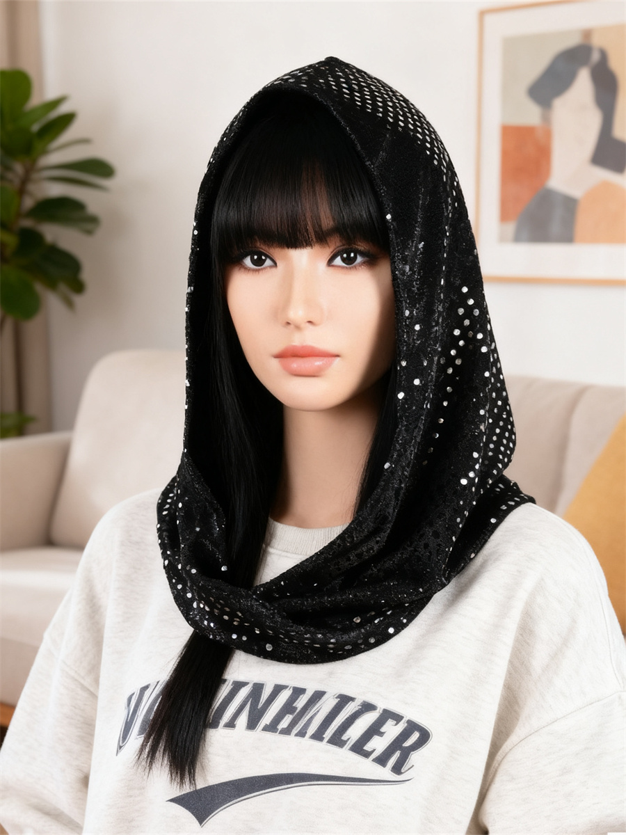 Foulard à capuche à paillettes pour femmes, bandeau, Skullies à la mode pour fête, usage quotidien