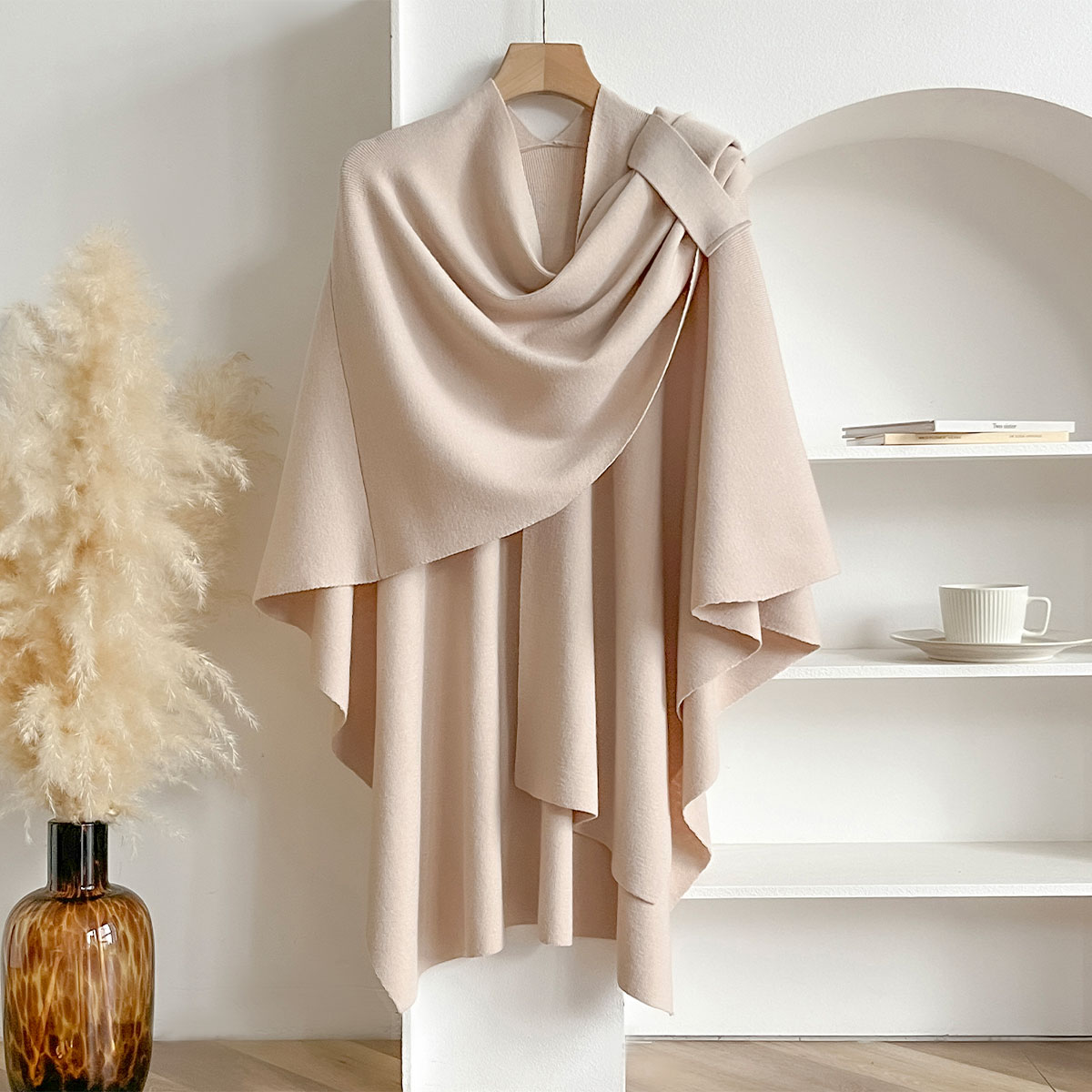 Femmes Poncho hiver chaud couleur unie châle Double face concepteur couverture de luxe écharpe femme Cape cachemire Pashmina Cape étole
