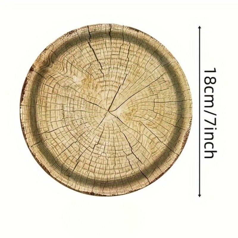 Assiette à manger jetable en grain de bois, assiette en papier épais imprimée, adaptée aux réunions de vacances et aux fournitures de fête