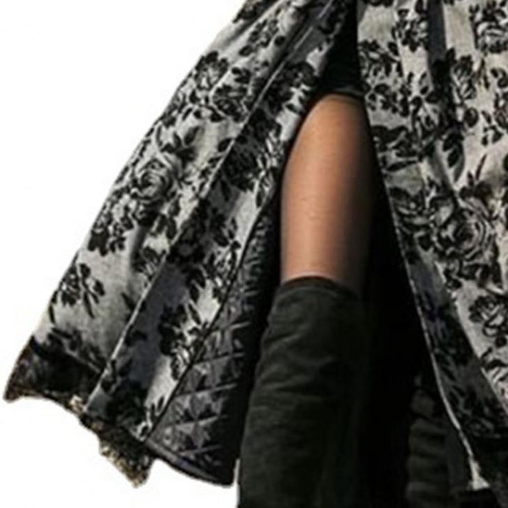 Robe de Soirée Gothique à Manches sulfpour Femme, Tenue Serrée à la Taille, Ourlet Cousu en Dentelle, Imprimé Floral, Vintage, Costume Médiéval