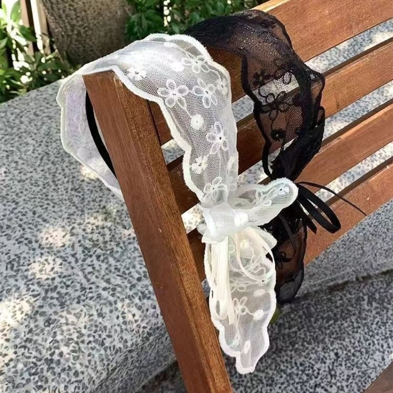 Serre-tête large en dentelle avec nœud, style vintage coréen, pour femmes, hommes et filles, accessoires de cheveux tendance