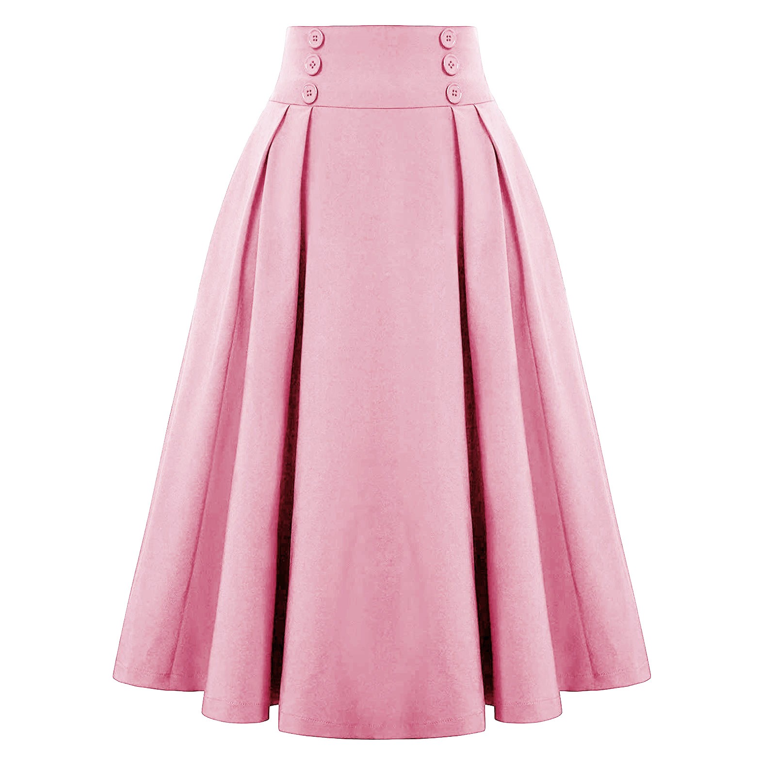 Femmes Vintage a-ligne jupes élégant taille haute bouton grande balançoire jupe plissée solide Rockabilly fête jupes longues Faldas