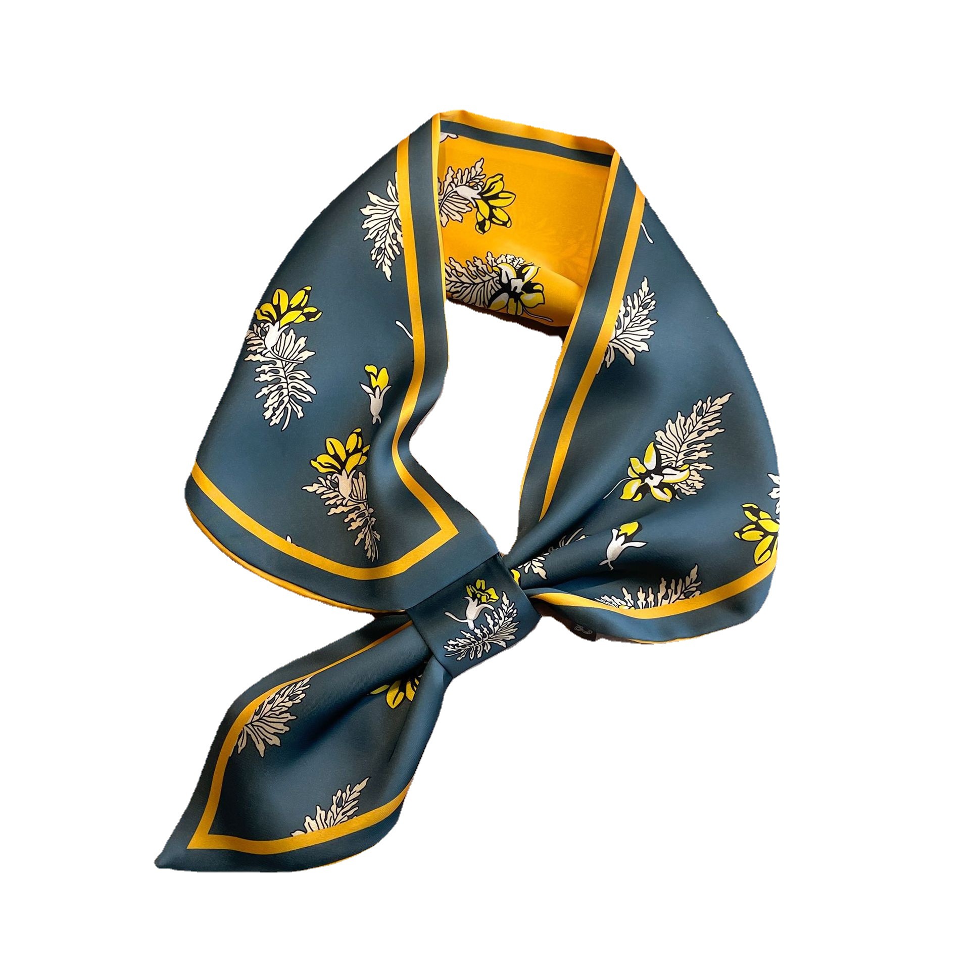 Écharpe en soie petite et tendance pour femme, printemps, été, automne, avec clip croisé, bandeau décoratif, attache pour sac, cravate stylée