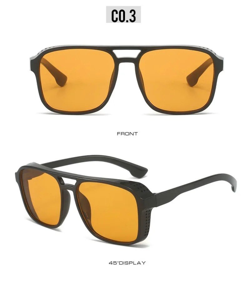 Lunettes de soleil classiques de style steampunk pour hommes et femmes, lunettes de soleil carrées rétro de marque, verres colorés, lunettes vintage, UV400