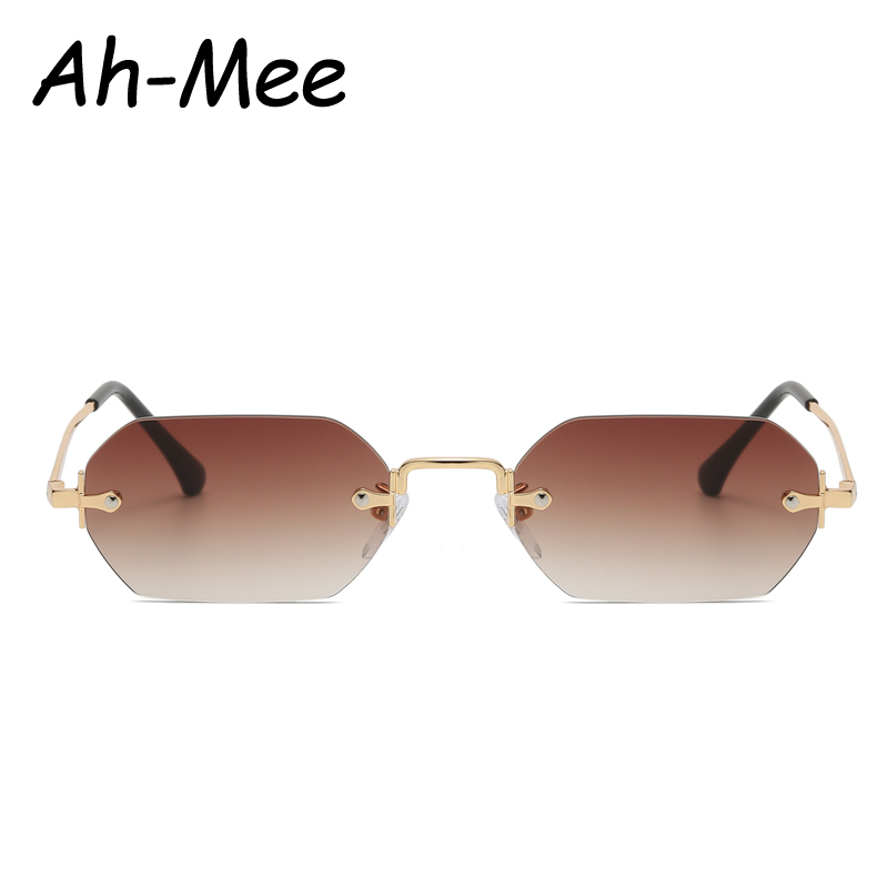 Petites lunettes de soleil carrées sans bords pour femmes, rétro, polygone, gris nickel é, vintage, style d'été, UV400