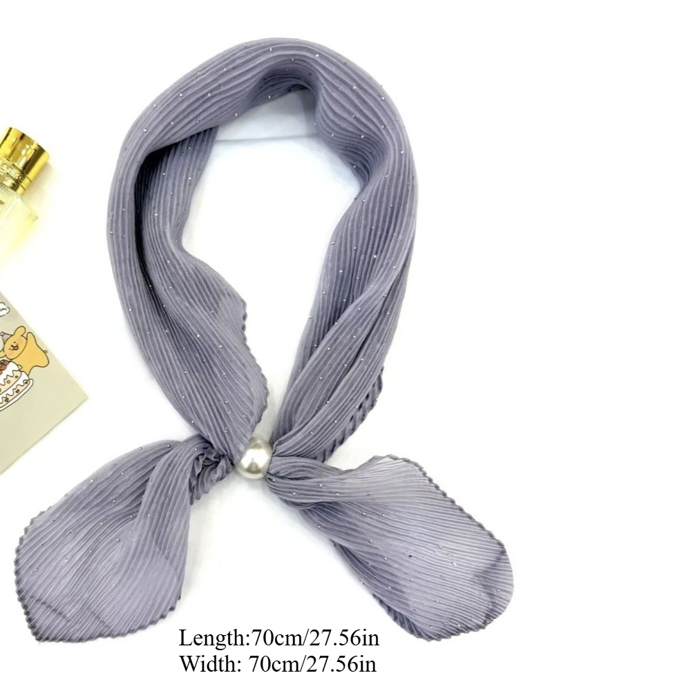 1 écharpe décorative polyvalente de couleur unie, plissée et tendance, écharpe douce personnalisée, idéale pour les voyages, avec une élégante écharpe en soie