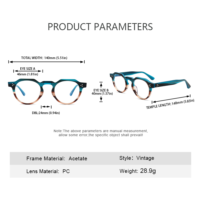 Monture de lunettes optiques de marque de styliste, monture ronde rétro élégante en acétate, Design à rivets, plusieurs couleurs disponibles, lentille transparente