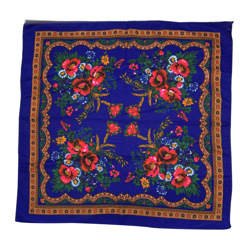 Foulard National rétro russe, 70cm, imprimé Floral, Bandana carré, bandeau pour femmes, couverture de cheveux