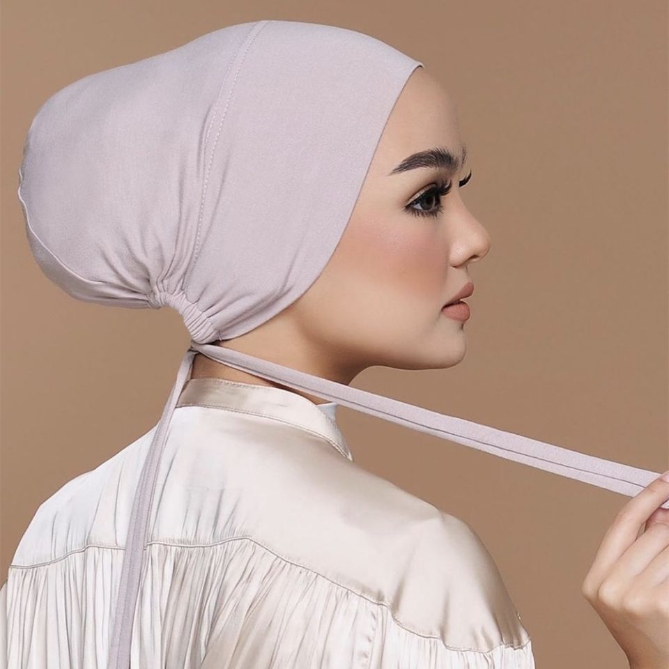 Sous-Hijab Musulman Ajustable à Nouer, Bonnet Intérieur Doux et Extensible de Couleur Unie, Casquette Respirante en Modal pour Femme, Usage Quotidien