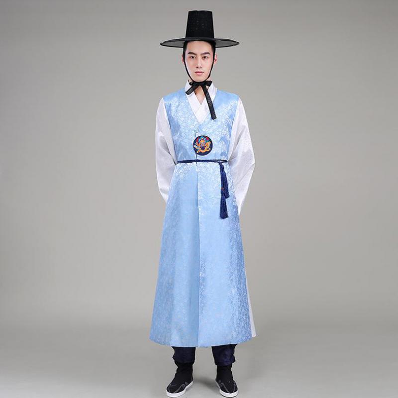 Vêtements traditionnels coréens pour hommes, robes ethniques de prairie, vêtements officiels de cour, costume de scène masculin, Hanbok multicolore