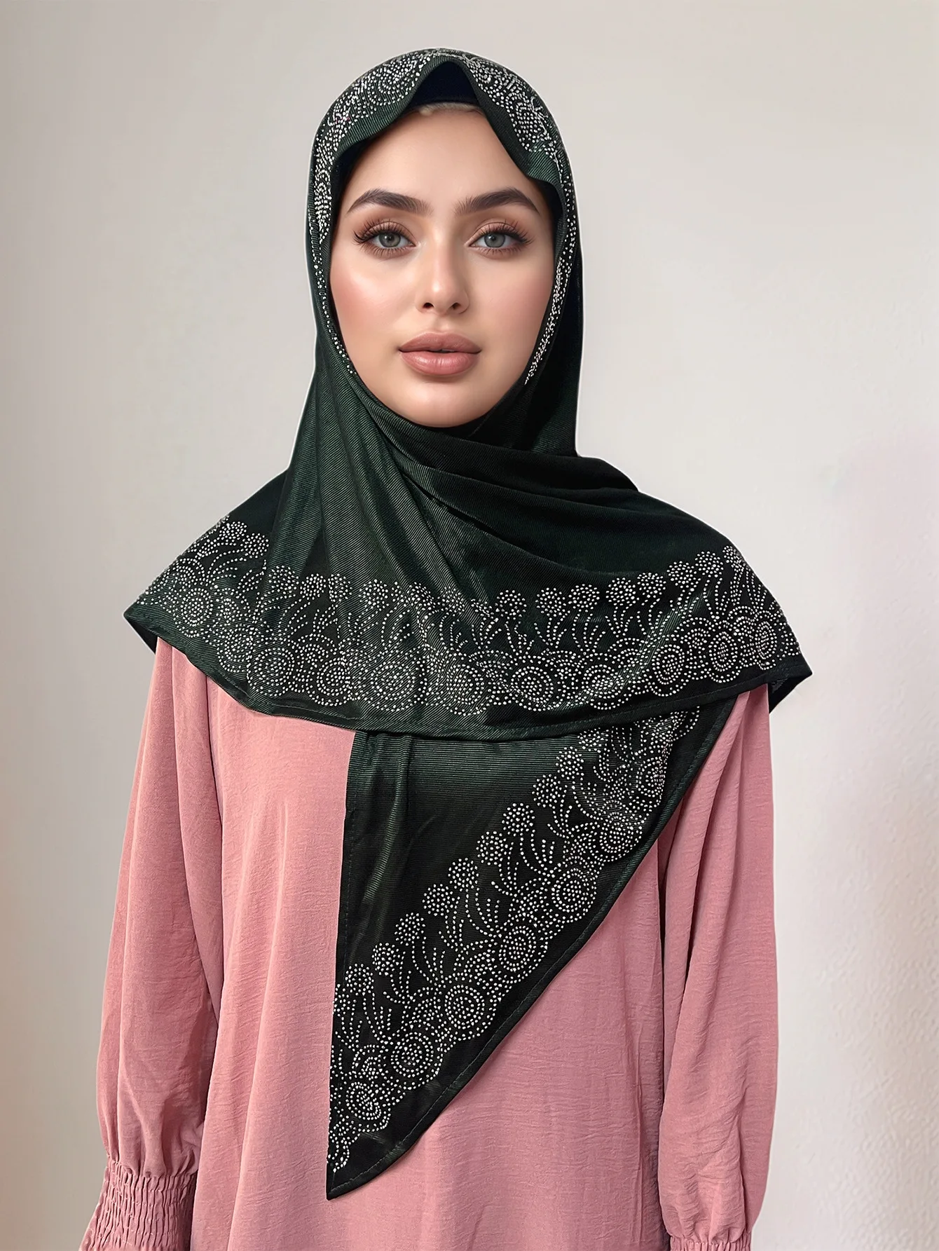 Triangulaire en diamant élastique tricoté, longue écharpe ethnique en gaze, foulard africain du moyen-orient pour femmes musulmanes, Hijab, châle enveloppant