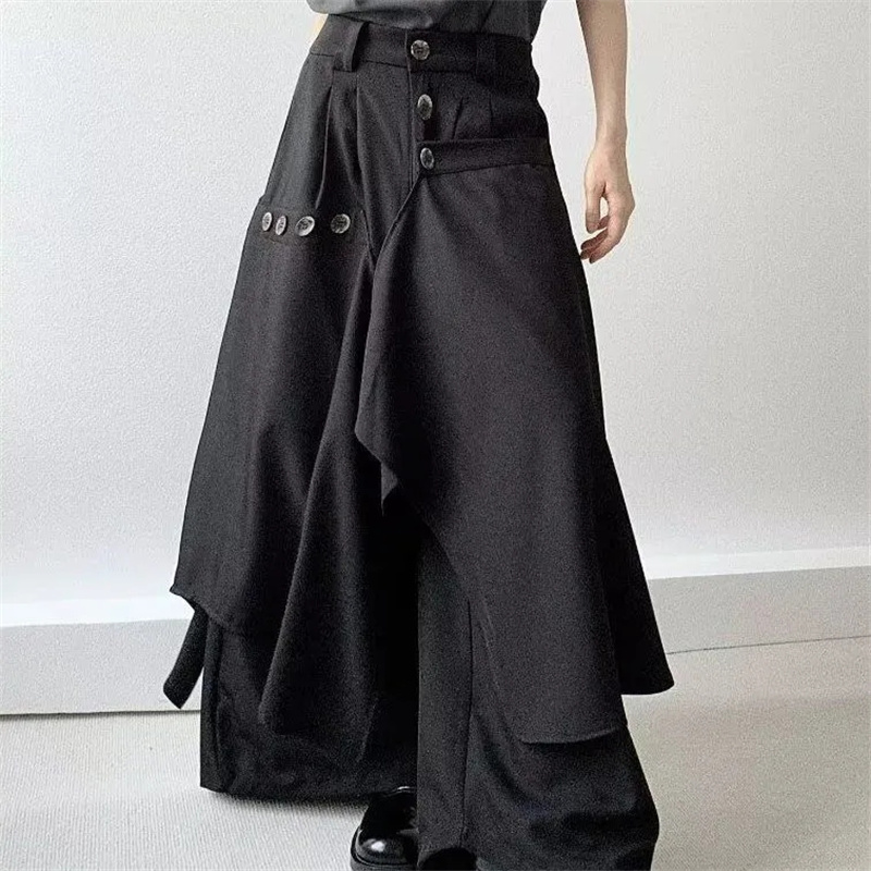 Fanan 2026 Nouvelle Collection Automne – Pantalon Jupe Irrégulier à Boutons et Pantalon Large Décontracté Polyvalent pour Femme